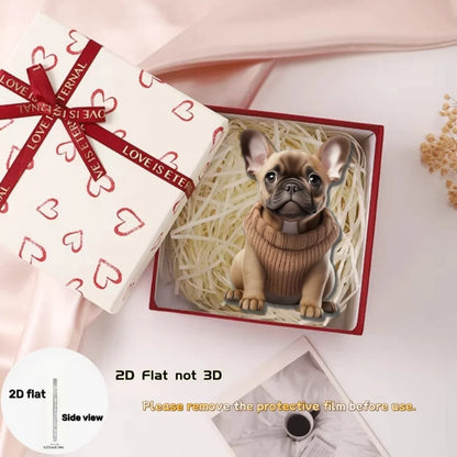 French Bulldog in Sweater Pendant Keychain,Cartoon Puppy 2D Flat Acrylic Ornament,Hanging Decoration for Car,Bags,Festive,Gift
