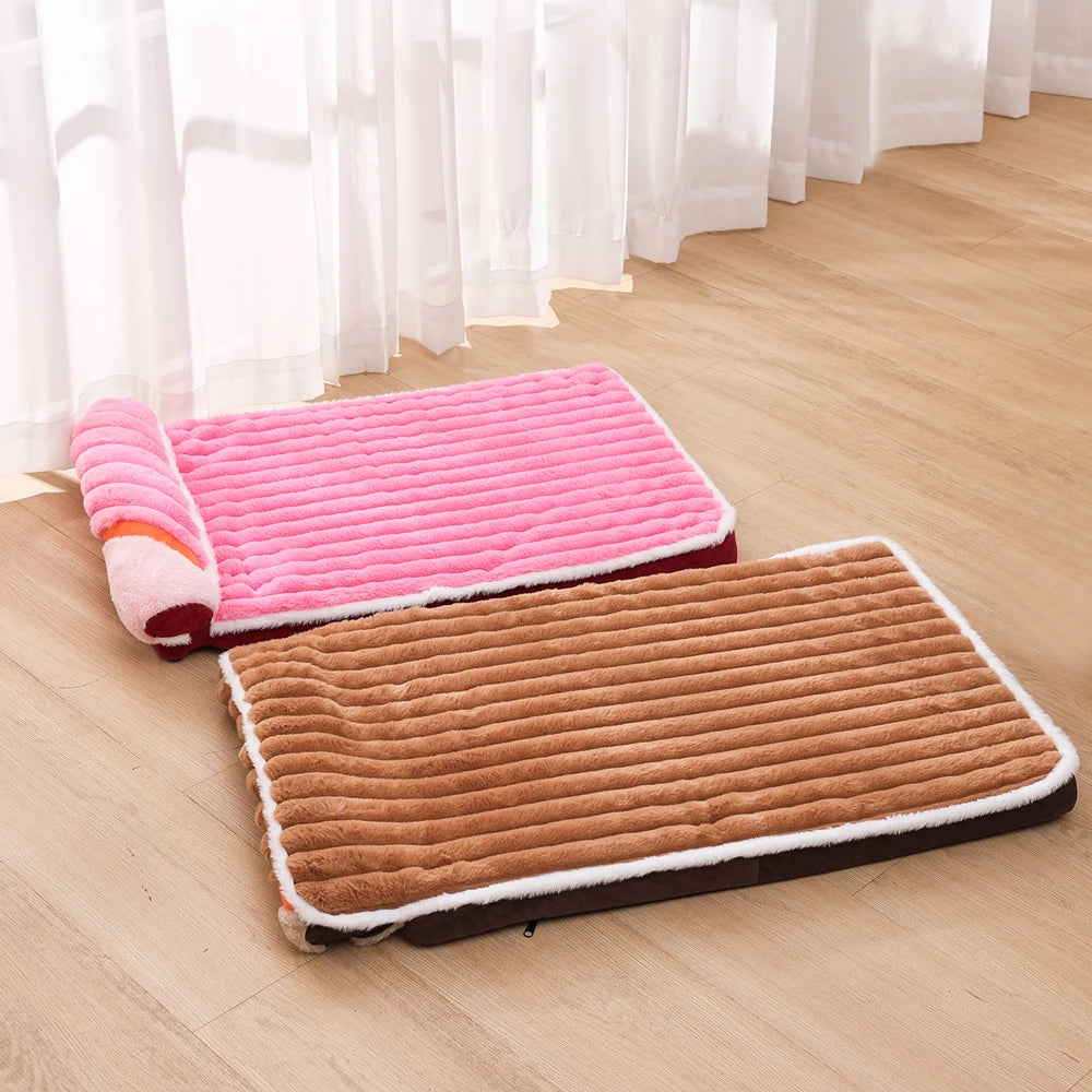 Elastic Small Cat Kennel Cushion Comfortable Large Cat Bed All Seasons Warm Medium Dog Sofa Mat Soft Puppy Kennel with Pillow