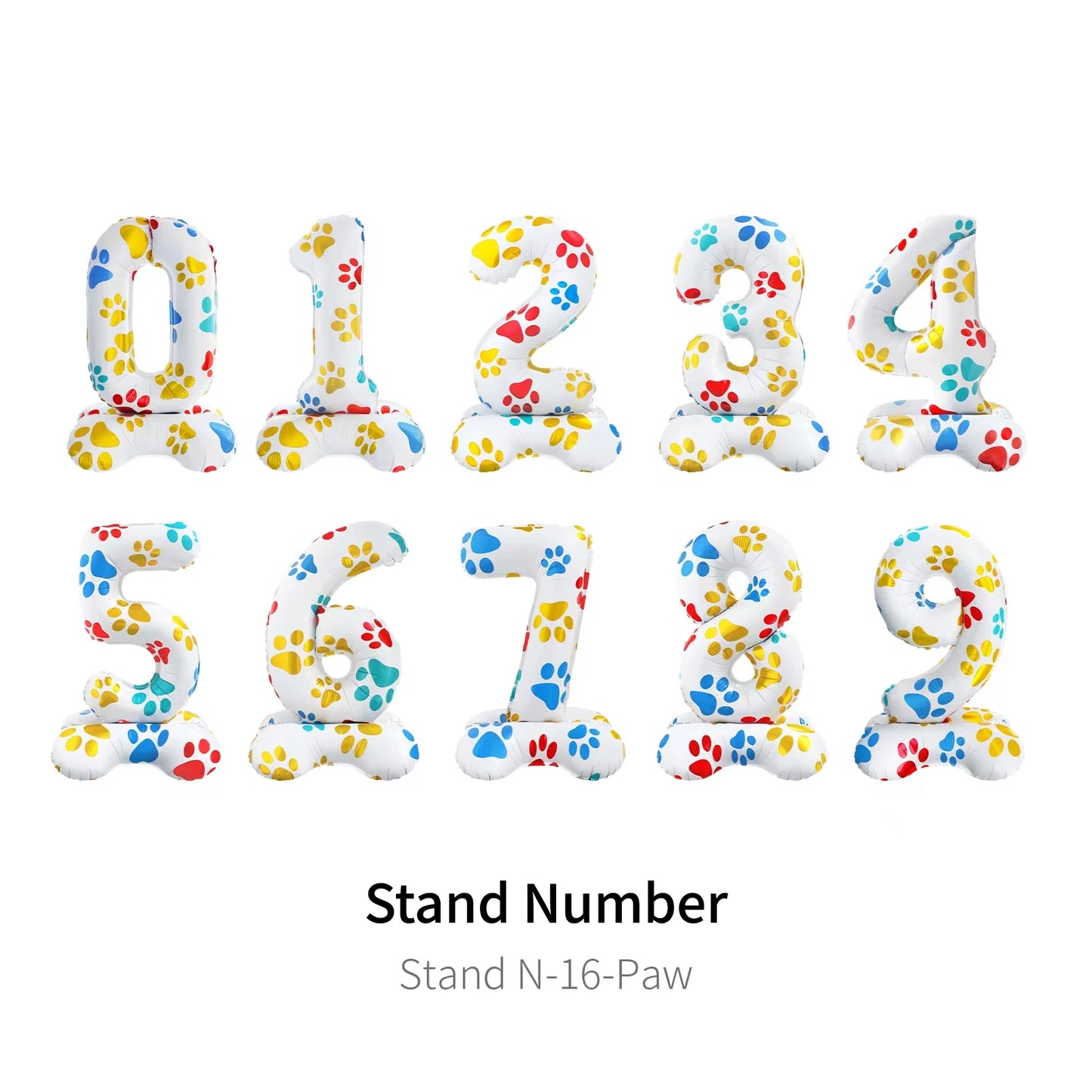 Dog Theme Party Decor Dog Paws Animals Pet Foil Balloons Number Standing Ballons  Baby Shower Kids Happy Birthday Banner Decor