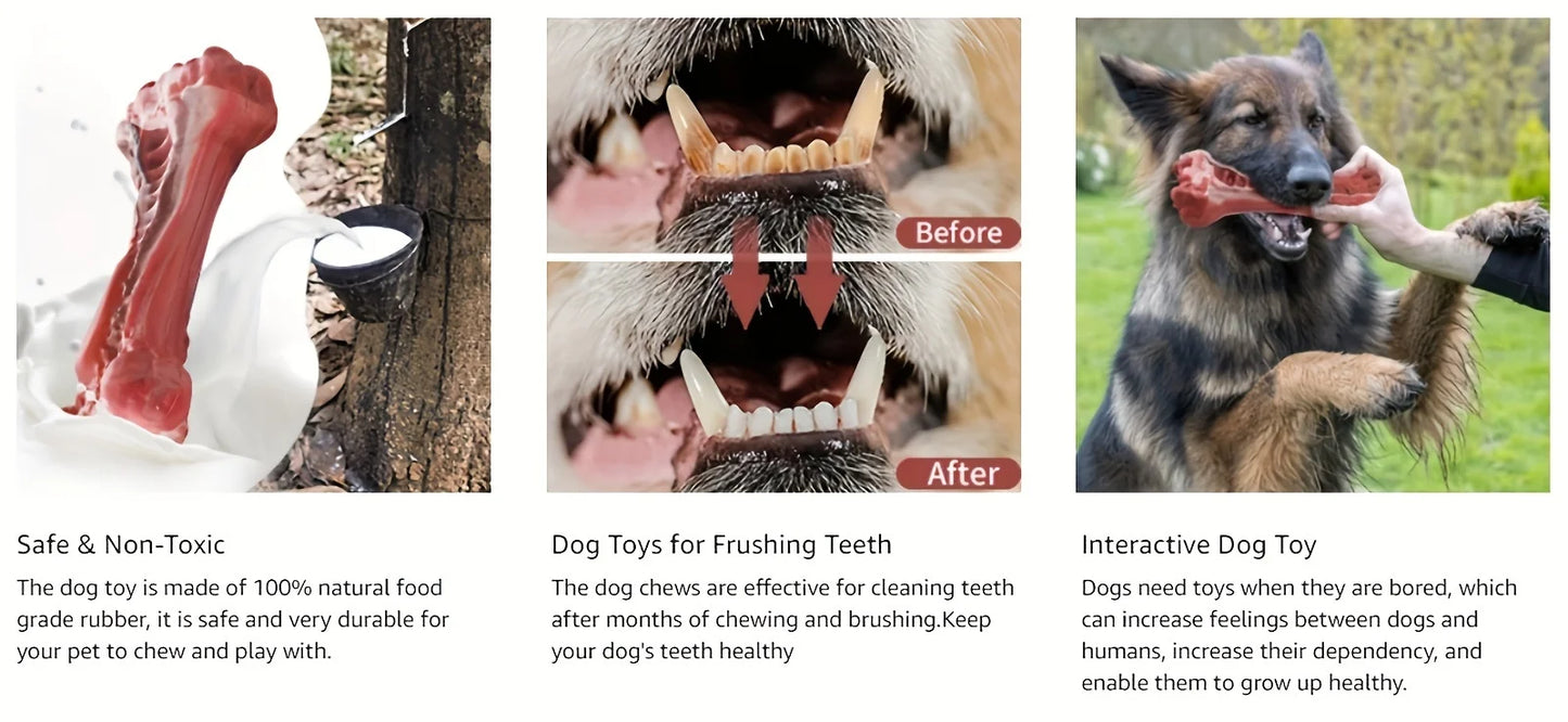 Silicone dog bite toy, natural rubber non-toxic, suitable for strong biting dogs, interactive cleaning of teeth bones,