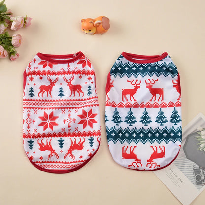 the DEER DREAMS SOFT PET VEST - Cozy Puppy Clothes, Christmas Holiday Soft Pet Vest for Small/Medium Dogs/Cats, Breathable Deer Print Costumes, Yorkshire, Chihuahua