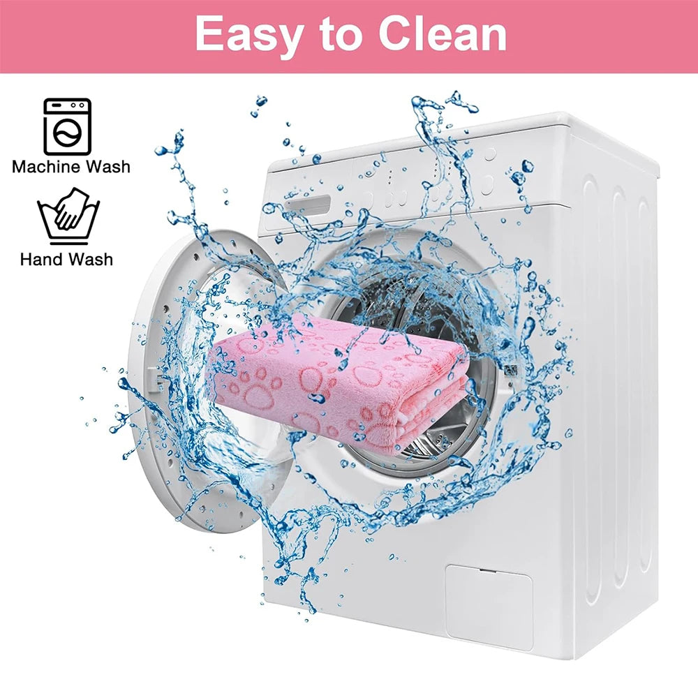 Pink Soft Fluffy Pet Blanket with Paw Print  Warm Comfortable Dog Cat Blanket Mat for Bed or Sofa High Quality Pet Accessories