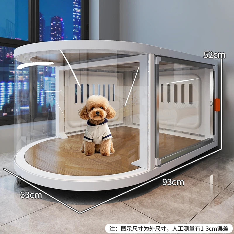 the GALAXY DOGHOUSE - New Kennel Luxury Villa, Pet Dog Cage, Small Dog Indoor Household Large Space Dog Villa with Wheels