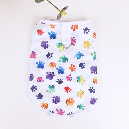 Summer Dog Vest Cute footprint print Breathable Thin T-Shirt for Small Medium Dog Fashion Chihuahua Yorkshire Vest Pet Clothes