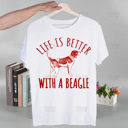 the PERSONAL STALKER - Beagle Cartoon Men's T-Shirts, Funny Hip Hop Summer Women/Men Bagel Dog Cute T-Shirts