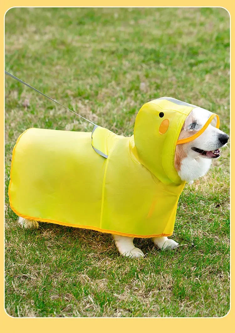 the DUCK'N'DRY RAIN PONCHO - Pet Dog Duck Shape Rainwear/Raincoat, Puppy/Pet Hooded Waterproof Jacket Clothes, Soft PVC Small Dogs Raincoat, Puppy Rain Poncho