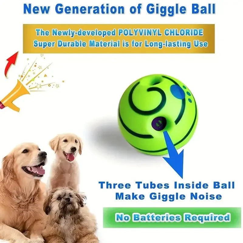 Wobble Wag Giggle Glow Ball Interactive Dog Toy Fun Giggle Sounds When Rolled or Shaken Pets Know Best As Seen On TV