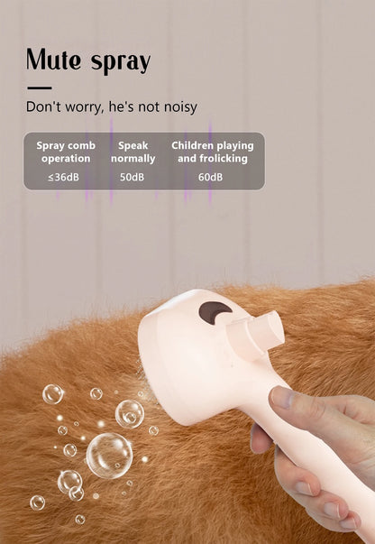Dog Steam Comb Pet Massage Brush USB Charging Safe Round Head Soft Teeth Spray Hair Removal Comb Universal for Cats Dogs