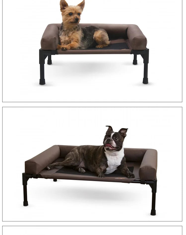 Large Elevated Cooling Dog Bed Portable Anti-Chewing Outdoor Kennel with Non-Slip Foot Rest Pet Bed