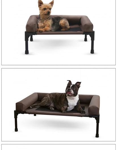 Large Elevated Cooling Dog Bed Portable Anti-Chewing Outdoor Kennel with Non-Slip Foot Rest Pet Bed