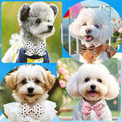 20PCS Fashion Dog Bow Ties Heart Print Adjustable Pet Bows For Dogs Small Dog Bowties Pet Collars Accessories Puppy Necklaces