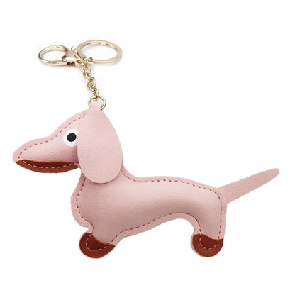 Mini Dachshund Dog Keychain  PU Leather Animals Keyring Hanging Ornament Backpack Handbag Charm Gift for Men Women