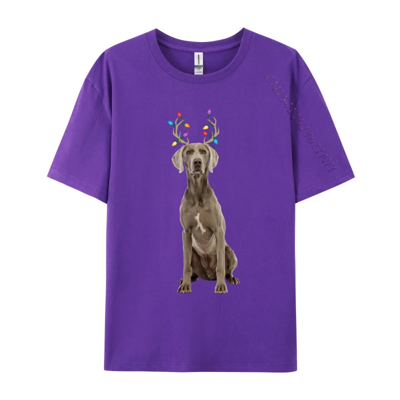 the WEIMARANER REINDEER - Weimaraner Reindeer Christmas Dog T-Shirts, Print Tee Shirts Premium Cotton Plus Size Tops