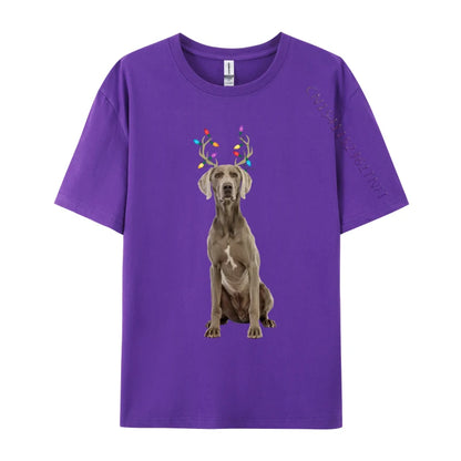 the WEIMARANER REINDEER - Weimaraner Reindeer Christmas Dog T-Shirts, Print Tee Shirts Premium Cotton Plus Size Tops