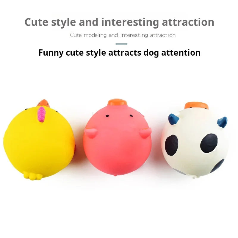 Animals Design Durable Dog Chew Toys Pigs, cows, chickens, Tough Squeaky Dog Grinding Teeth Toys,Pet latex to clean teeth toys
