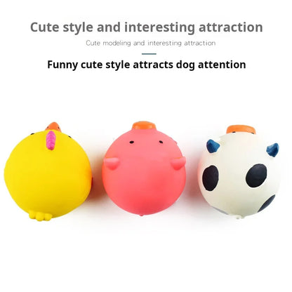 Animals Design Durable Dog Chew Toys Pigs, cows, chickens, Tough Squeaky Dog Grinding Teeth Toys,Pet latex to clean teeth toys