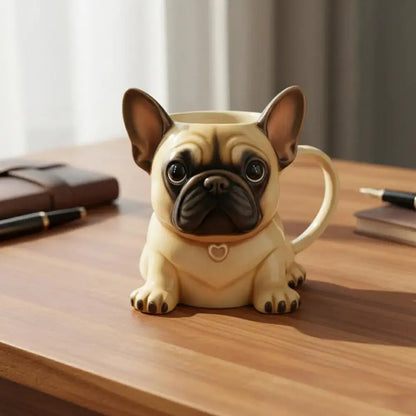 Ceramic Mug Large Capacity French Bulldog Shape Coffee Cup Handcrafted Microwave-safe Coffee Cup Reusable Kitchen Drink Mug