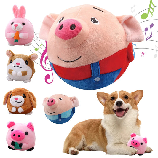 Plush Automatic Bouncing Toys Bite Resistant Music Vibration Bouncing Ball Self-Moving Chewable for Dog Indoor Playing