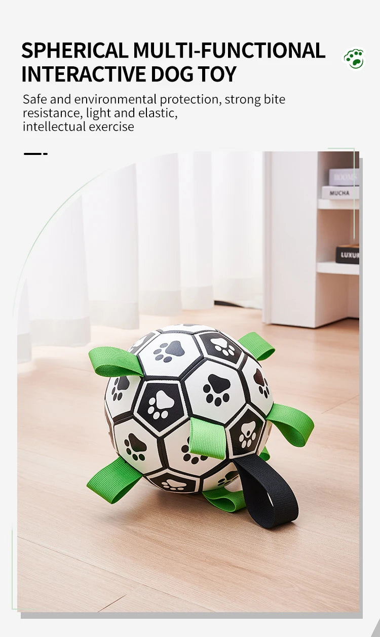 Dog Toys Soccer Ball with Straps Interactive Dog Toy for Tug of War Puppy Birthday Gifts Toy Durable Balls for Medium Large Dogs