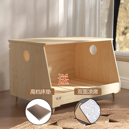 Customizable Kennel solid wood off the ground dog bed large medium and small dog Internet celebrity bedside pet bed dog villa fo