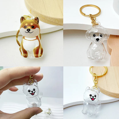 5pcs Dog Hair Storage Keyring Cute Pet Transparent Keychain Bag Car Interior Decoration Pendant Souvenir For Family Members