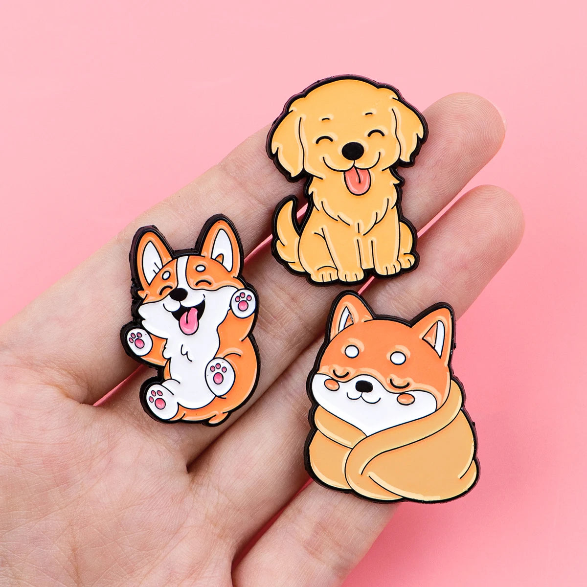 Cute Animals Dogs Cats Enamel Pins Cartoon Frogs Brooch Lapel Pin Badge on Backpack Clothing Accessories Fashion Jewelry Gifts