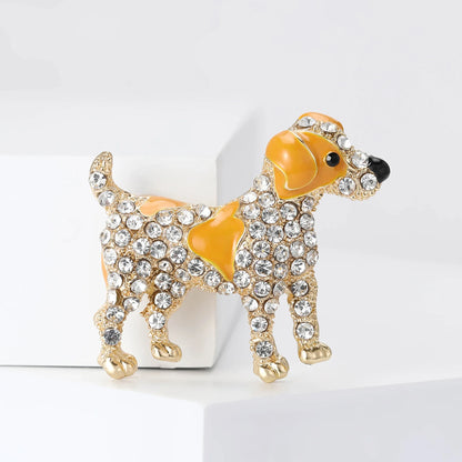Rhinestone Puppy Brooches for Women Unisex Enamel Animal Pins Dog Lapel Pins Event Party Backpack Decoration Clothes Accessories