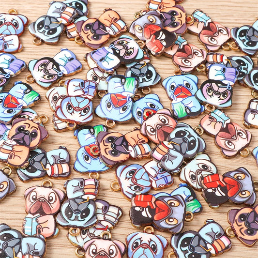10pcs 15x22mm Cartoon Animal Charms Enamel Dog Charms for Jewelry Making Earrings Pendants Necklaces Bracelets DIY Crafts Supply