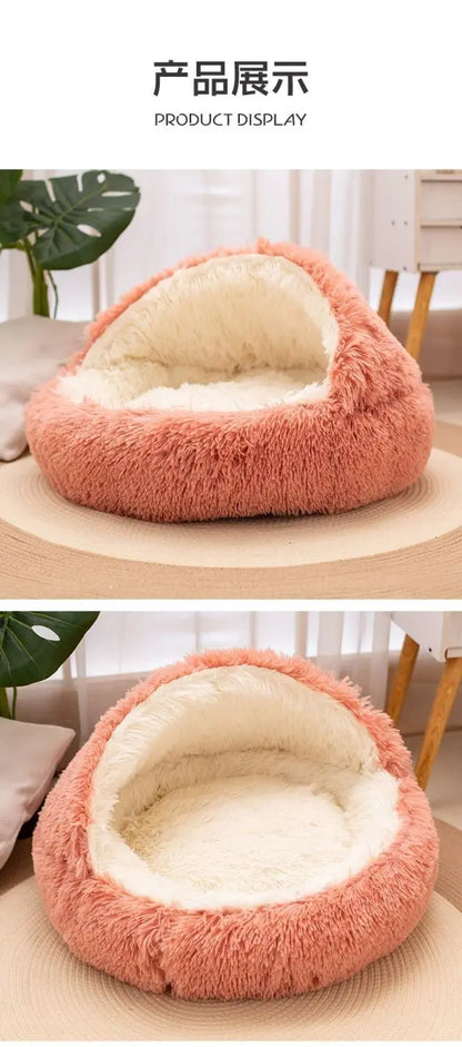 2 in 1 Soft Plush Pet Bed 50CM with Cover Round Cat Bed Pet Puppy Mattress Warm Cat Dog Sleeping Nest Cave for Small Dogs Mats