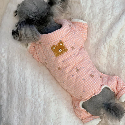 the SNUGGLEBEAR OUTDOOR COAT - Waterproof Cotton Jacket with Bear Print, Warm Winter Coat, Four-Legged Dog Clothes, Chihuahua, Poodle, Bichon Puppy Accessories