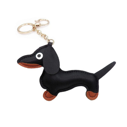 Mini Dachshund Dog Keychain  PU Leather Animals Keyring Hanging Ornament Backpack Handbag Charm Gift for Men Women