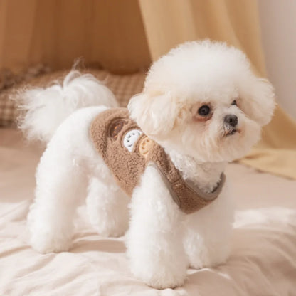 Fleece Dog Coat Puppy Winter Clothes Thin Cardigan Vest Chihuahua Bichon Costume Plush Warm Dog Coat Jacket Luxury Dog Clothing
