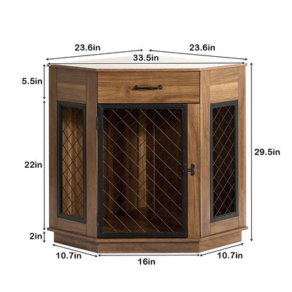 the CRATE CORNER - Best Seller Furniture Dog Crate Corner, Dog Kennel Corner Wooden End Table, Pet Crates Corner Side Table for Dogs