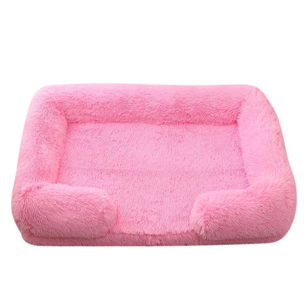 Full Filling Medium Dog Bed Half Surround Large Dog Sofa Soft Square Cat Bed Kennel Plush Puppy Nest House Accessories