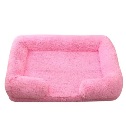 Full Filling Medium Dog Bed Half Surround Large Dog Sofa Soft Square Cat Bed Kennel Plush Puppy Nest House Accessories