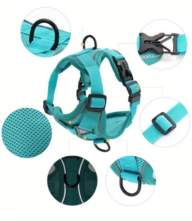 the NOPULL PRO HARNESS SET - No Pull Dog Harness and Leash Set Adjustable Pet Harness Vest for Small Dogs Cats Reflective Dog Chest Strap Lead Walking