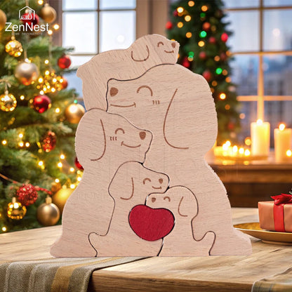 Art Wooden Dog Puzzle Personalized Name Custom Free Laser Engraving Home Gifts Home Decor Thanksgiving Christmas Gifts for Mom