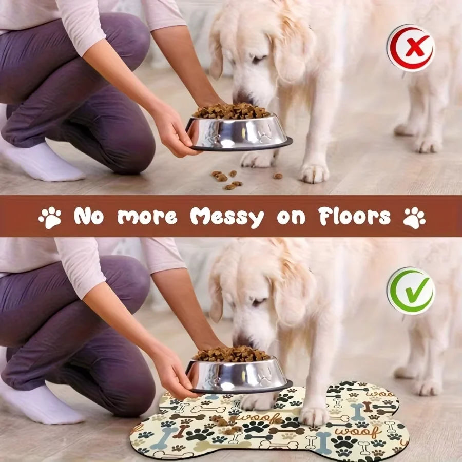 VIKAMA Bone-Shaped Pet Mat Feeding Mat Diatom Mud Carpet Cute Cartoon Floor Mat Waterproof And Dirt-Resistant Home Decoration