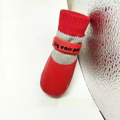 the RAINY-DAY BOOTS - 4PCS New Cute Waterproof Winter Dog Shoes, Warm Anti-Slip Puppy Boots. Soft Sole Adjustable Dog Foot Cover for Small to Large Dogs, Chihuahua