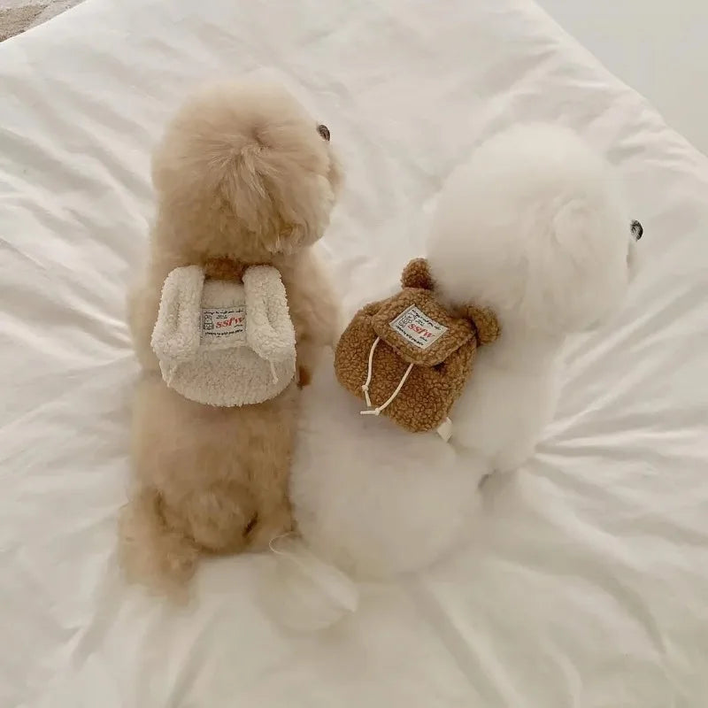 Ins Pet Dog Pet Outdoor Pets Plush Backpacks Backpack Snack Bags Teddy Decorations Dog Accessories for Small Dogs Dog Poop Bag