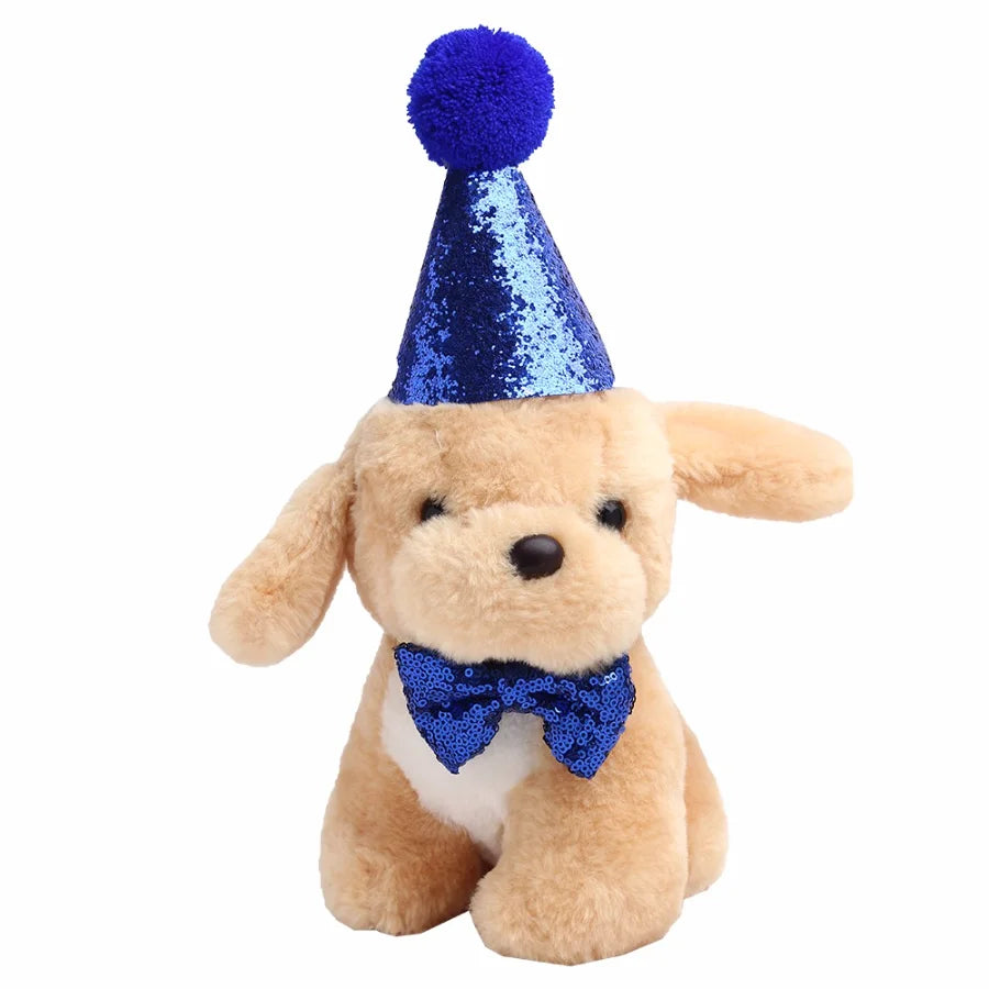 2Pcs/set Pet Dogs Caps With Bowknot Cat Dog Birthday Costume Sequin Design Headwear Cap Hat Christmas Party Pets Accessories