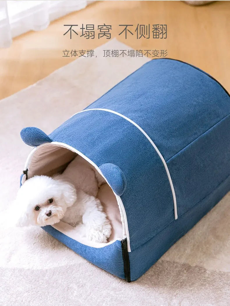 Dog Kennel Warm In Autumn and Winter Removable and Washable House Type Closed Indoor Large Space Cat Fighting Mat