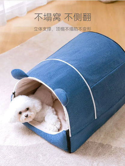 Dog Kennel Warm In Autumn and Winter Removable and Washable House Type Closed Indoor Large Space Cat Fighting Mat