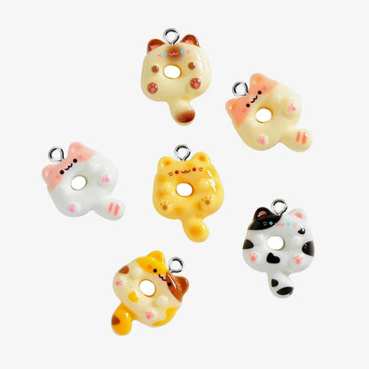 10pcs Cute Doughnut Cat animal Charms Resin Pendant For Jewelry Making Accessories DIY Earrings Necklace Keychain