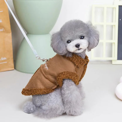 British Style Dog Jacket Lamb Fleece Winter Warm Dog Clothes for Small Dogs Puppy Costume Chihuahua Coat Pet Pug Yorkie Outfits