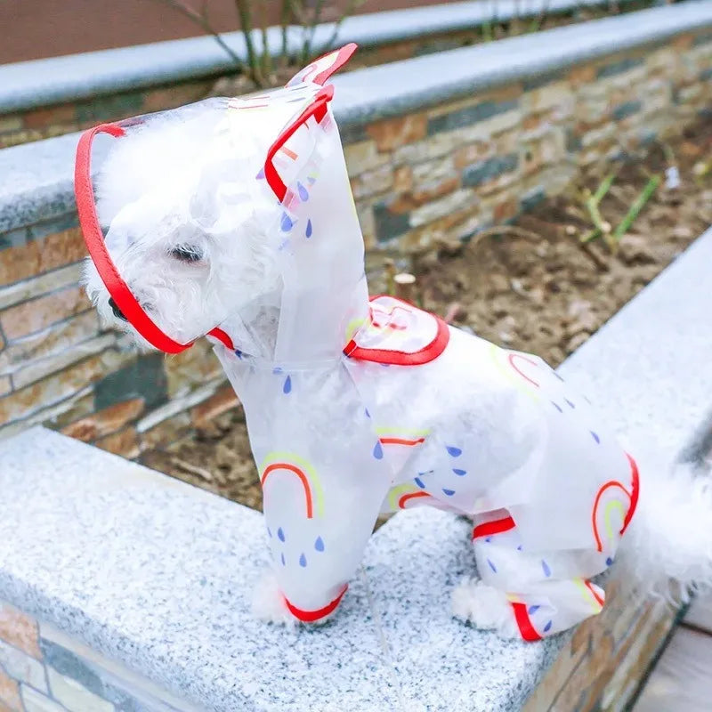 the RAINBOW RAINDROP - Dog Raincoat Waterproof Pet Clothes, Accessories Dogs Apparel, Small Clothing Hooded Raincoat for Dogs