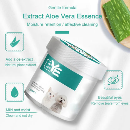 the PET EYE WIPES - Pet Eye Wipes Cats and Dogs, Tear Mark Wet Wipes, Cats and Dogs Universal No Irritation Cleaning Products, 130 Canned Wipes