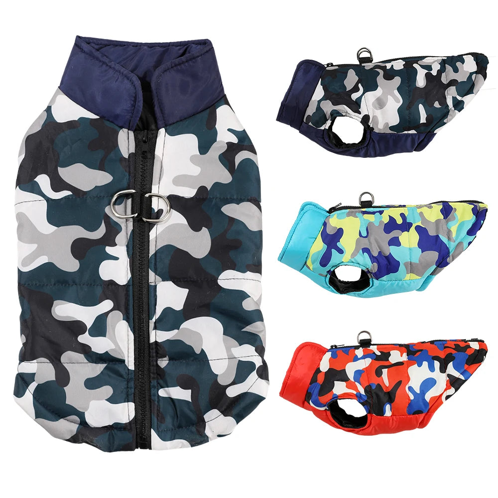 Camouflage Print Pet Dog Jacket Coat for Small Dogs Cats Autumn Winter Warm Zipper Puppy Clothes Yorkies Chihuahua Pug Costume