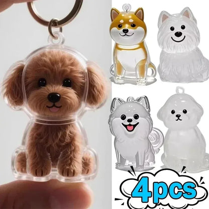 Dog Hair Storage Pendant Keychain Transparent Pet Fur Keepsake Capsule DIY Decoration Memorial Gifts for Pet Lovers Home Display