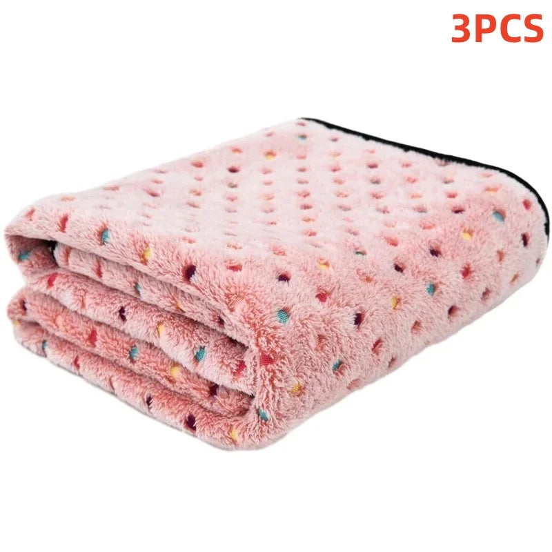 3PCS Soft Fluffy Pet Blanket Cute Dot Pattern Cozy Warm Blanket Cat Dogs Bed Small Large Dogs Mat Cover Pet Supplies Dog clothes